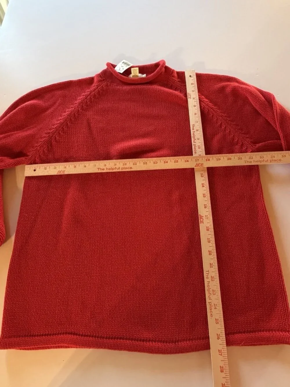 NEW Vintage 90s Deadstock J CREW red rollneck cotton preppy sweater L 1988